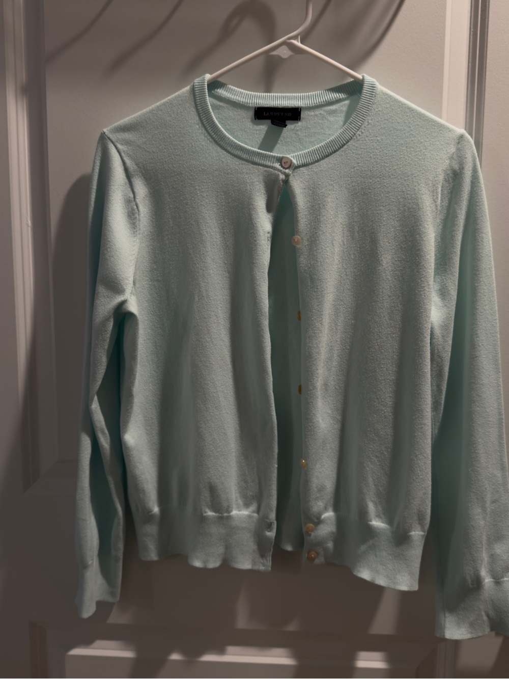 Lands' End Mint Green Crewneck Cardigan